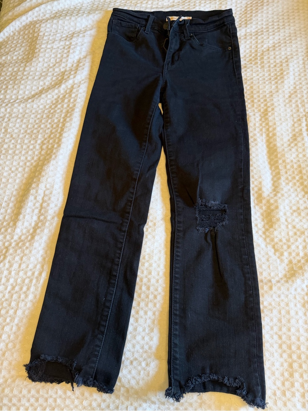 Levi's Black Flare Jeans with Distressed Hem